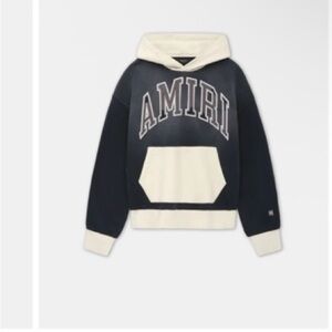 AMIRI Black and Cream Logo Hoodie